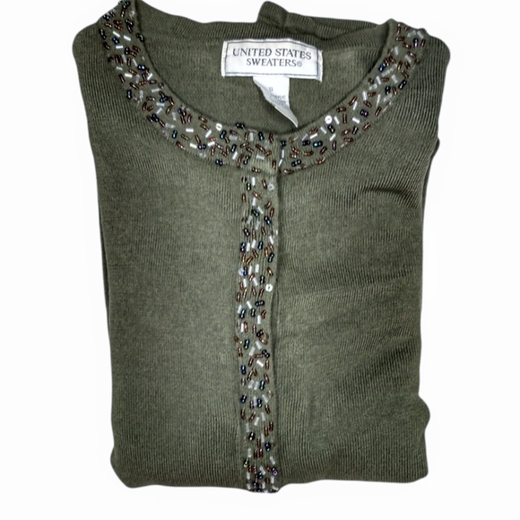 United States Sweater | Olive Green Embellished Cardigan | Small - Picture 4 of 7